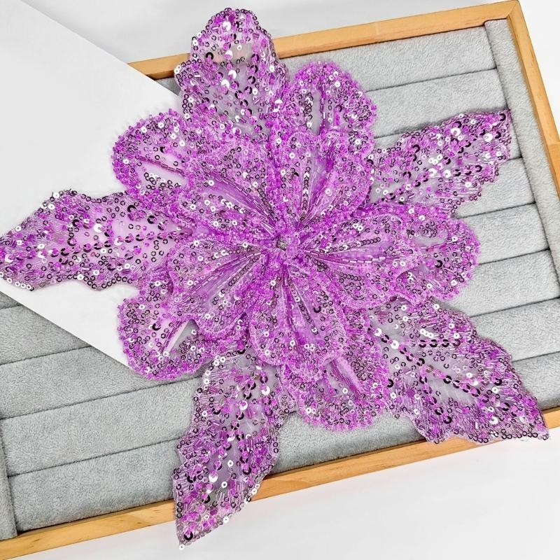 Applique Patch Flower - Apliques flores lentejuelas 39BD para falda