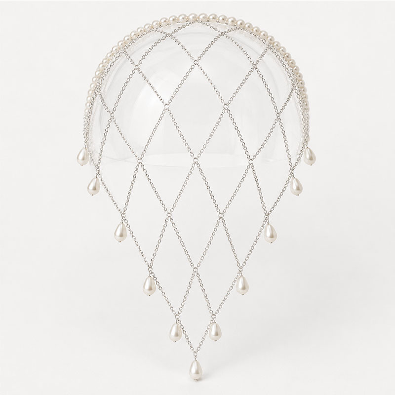 Tocado de malla con perlas de  - Beaded Trim Fringe reseña y precio