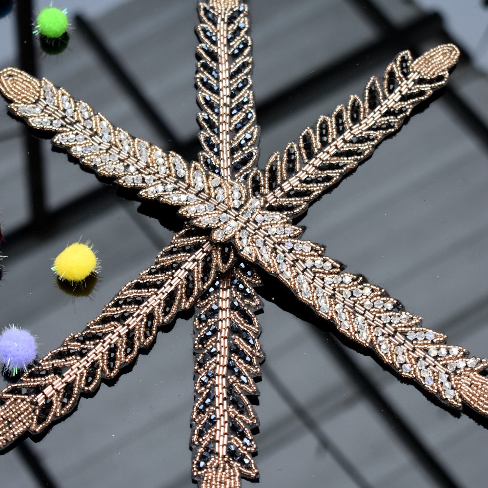 Aplique de hojas largas hecho  - Beaded Trim Fringe reseña y precio
