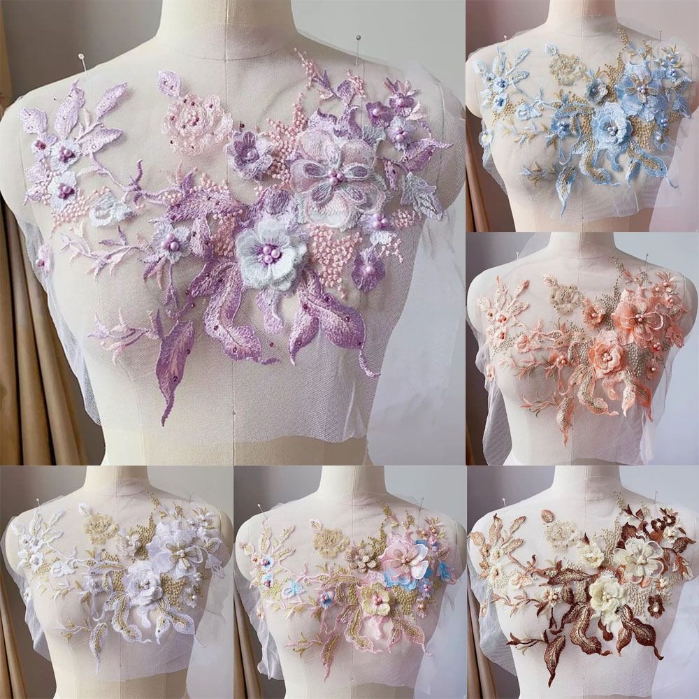 Telas de encaje con cuentas de - Applique Patch Flower reseña y precio