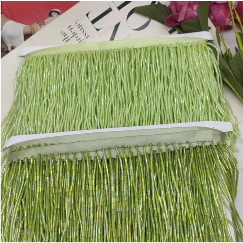 Adorno de Encaje con Borlas de - Beaded Trim Fringe reseña y precio