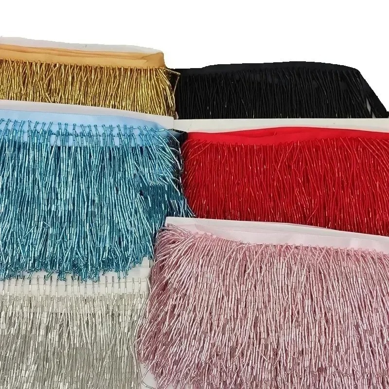 Adorno de Encaje con Borlas de - Beaded Trim Fringe reseña y precio