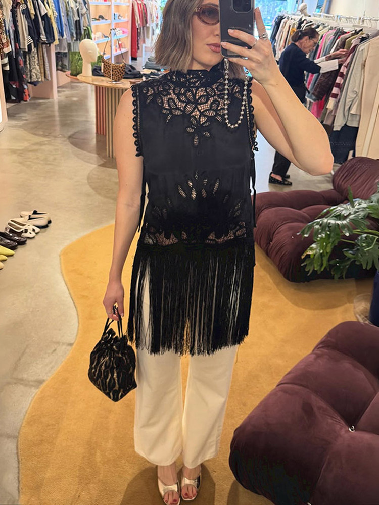 Camisa de mujer estilo francés - Tassel Fringe Trim reseña y precio